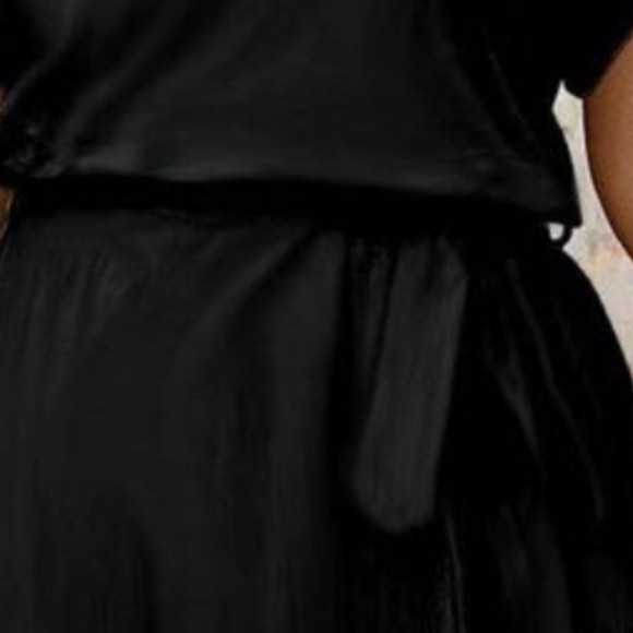 Plus Solid Short Cuff Sleeve Belted High Low Midi Dress - Picture 4 of 4